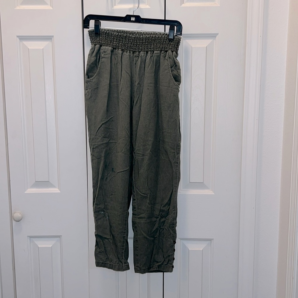 🚫♻️Green Linen Lounge Pants